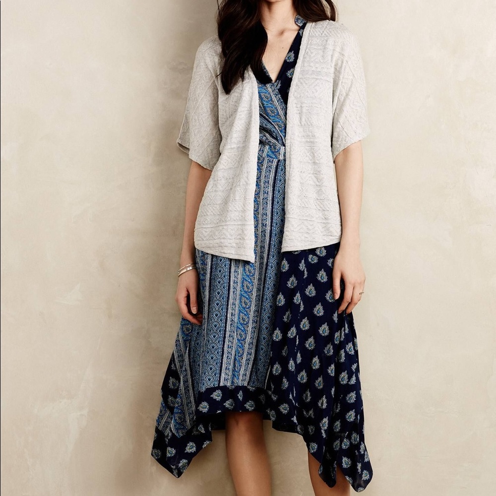 Anthropologie Blue Patterned Wrap Dress - Picture 2 of 12